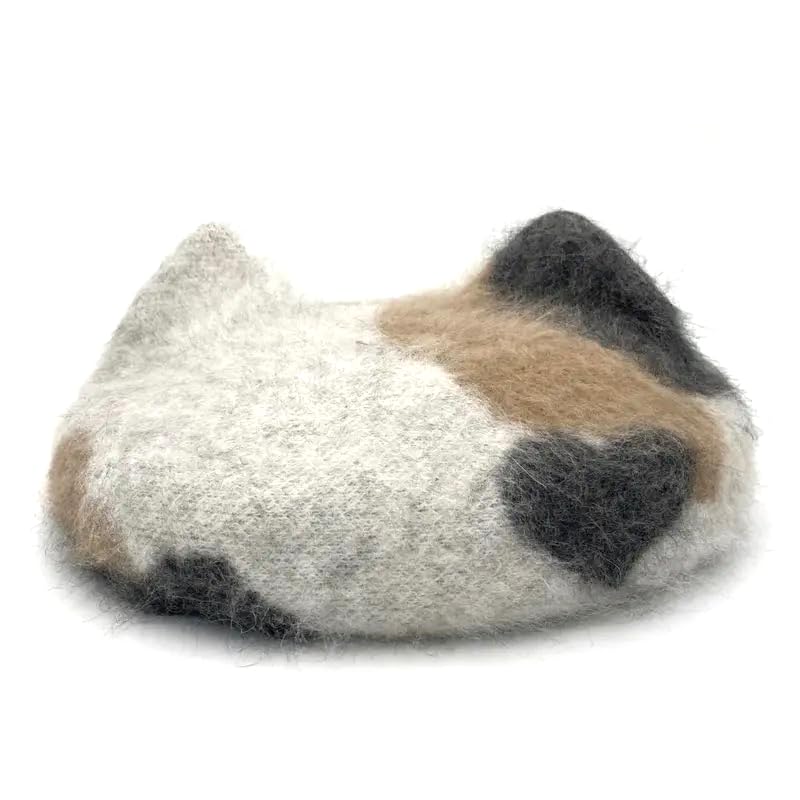 レディース ベレー帽 DD-557 アンゴラ三毛猫ベレー OFF WHITE