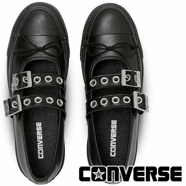 コンバース レディース バレエシューズ オールスター BL メニーアイレッツ OX メリージェーン ダブルストラップ スリッポン スニーカー カジュアル シューズ 黒 靴 31315100 送料無料