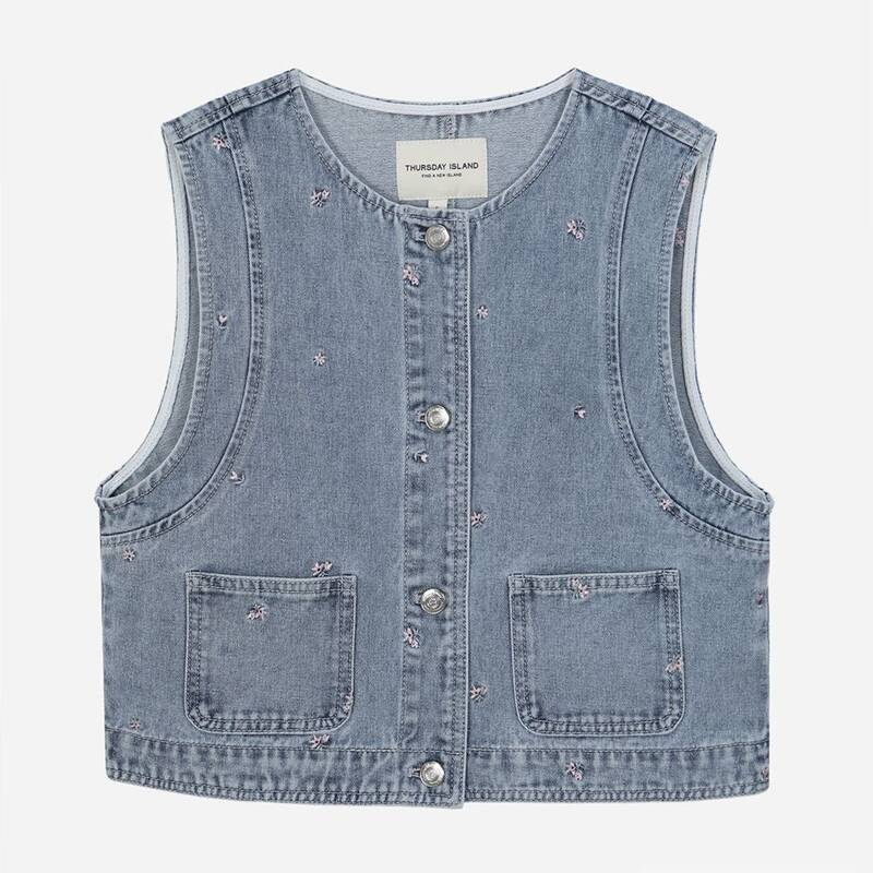 フラワー刺繍デニムベスト T264MVT271W