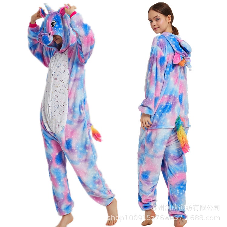 暖かいファッションのフランネルの漫画の男女の冬のライオンの動物の連体のパジャマの星の天馬の厚いカップル男女 パジャマ 着ぐるみ可愛い キャラクターパジャマ恐竜動物 可愛い 部屋着フランネル モコモコ