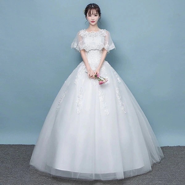 【即納】ウェディングドレス Aラインドレス プリンセスドレス ロングドレス 結婚式　二次会 花嫁　編み上げタイプ Vネック ウエディングドレス 二次会 ホワイト ウェディング パーティードレス結
