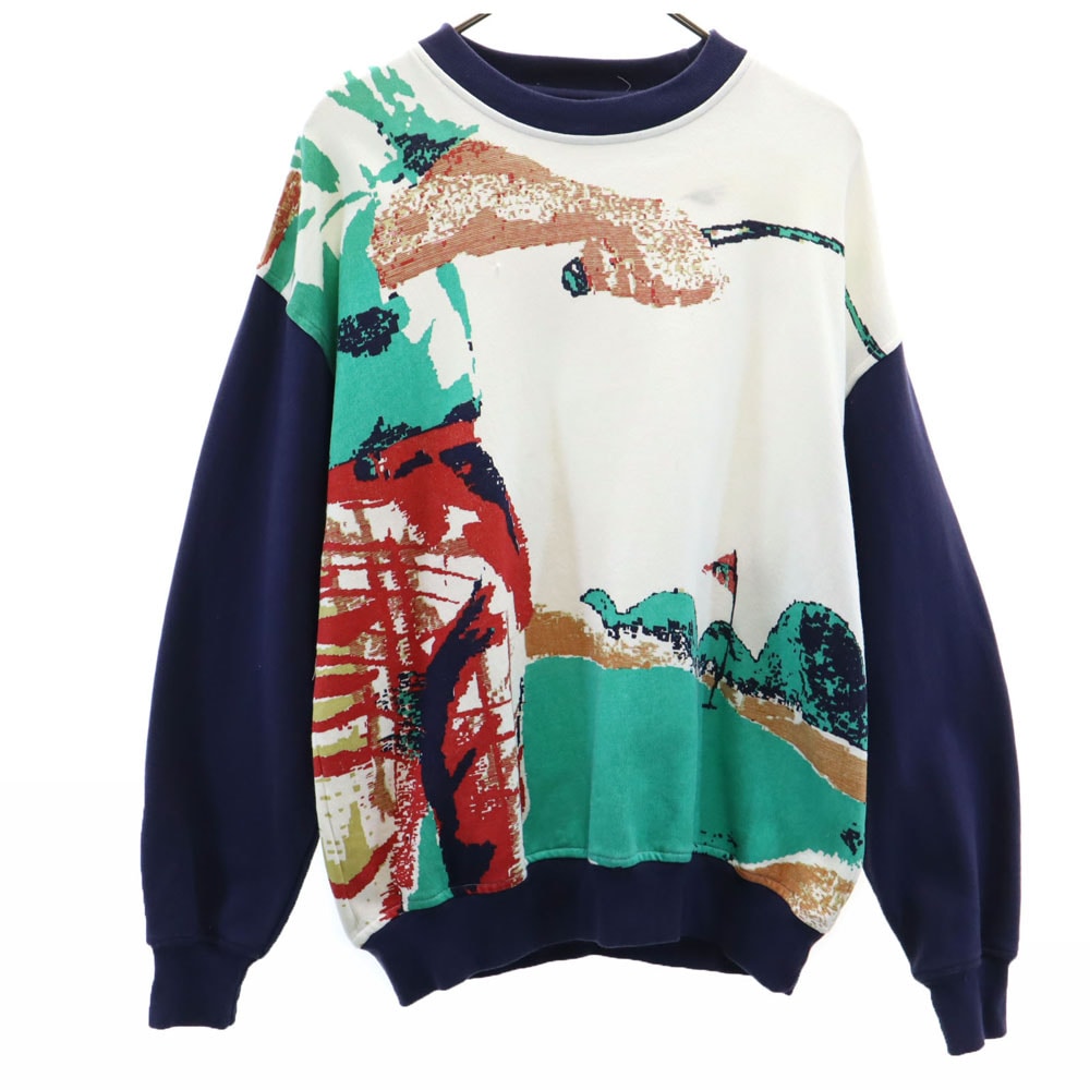 90s オールド ゴルフプリント 長袖 スウェット トレーナー M メンズ