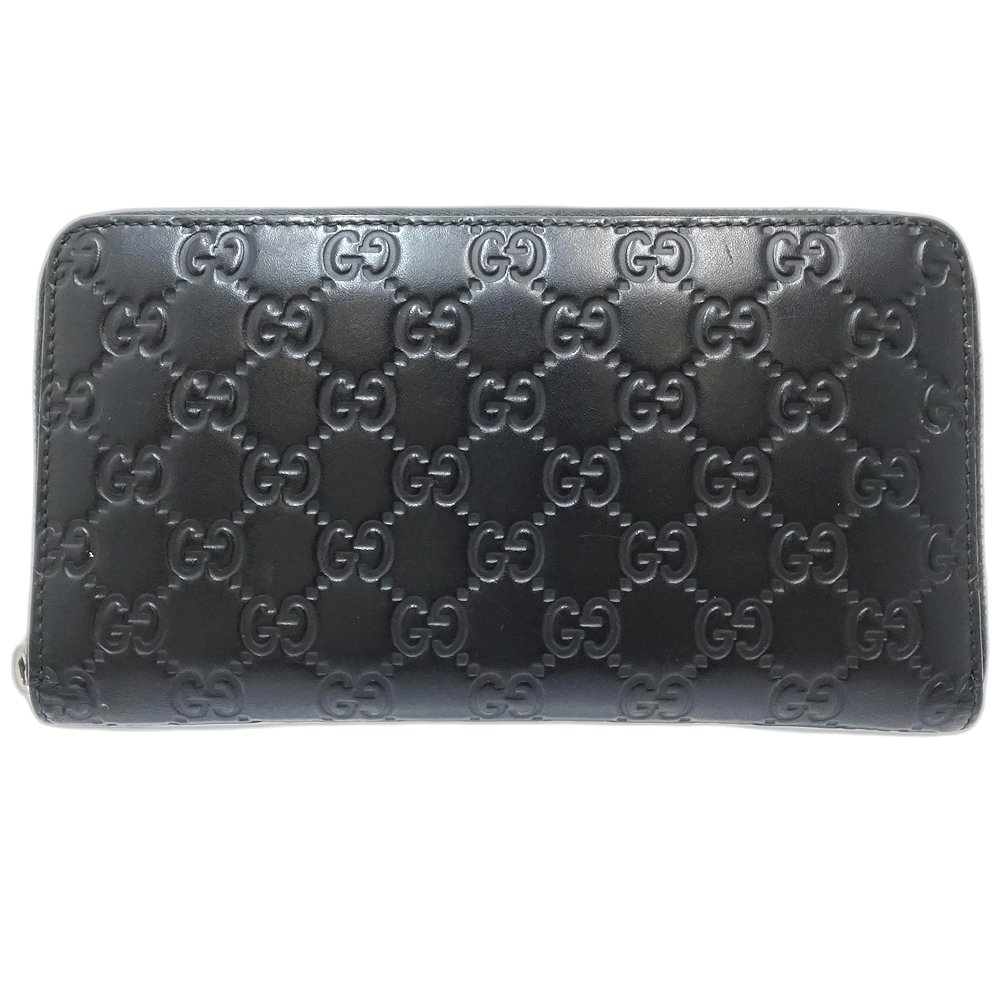マイクログッチシマ ジッピーオーガナイザー 233194 長財布 レザー ブラック/181556【中古】