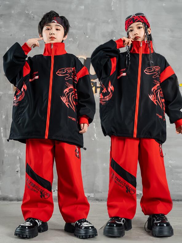 子供服 原宿系 キッズジャズ 応援団 厚手 チーム衣装 レッスンダンスウェア おしゃれ団体服 ストリート 派手 ステージ舞台演出服 hiphop ヒップホップ 発表会 jazz K-POP サルエルパ