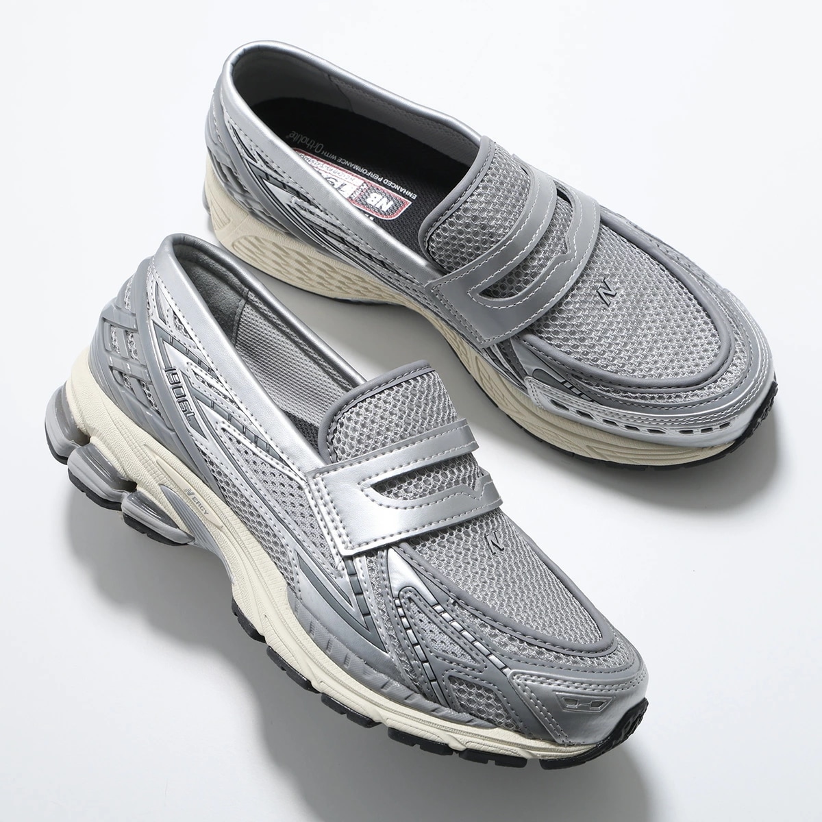 New Balance ニューバランス ローファー U1906LAE メンズ スニーカー スリッポン メタリック メッシュ シューズ 靴 シルバーグレー