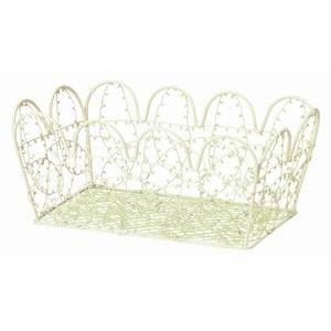 (まとめ) ワイヤーバスケット/小物入れ (大 アイボリー) 幅24×奥行14.5×高さ10cm 収納カゴ (×80個セット)