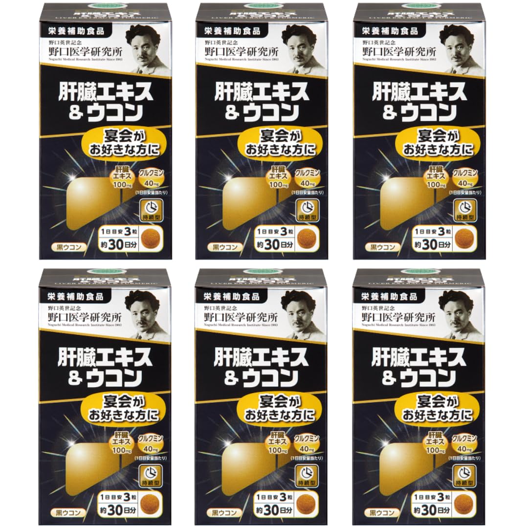 【まとめ買い】6個 セット野口医学研究所 肝臓エキス＋ウコン 90粒