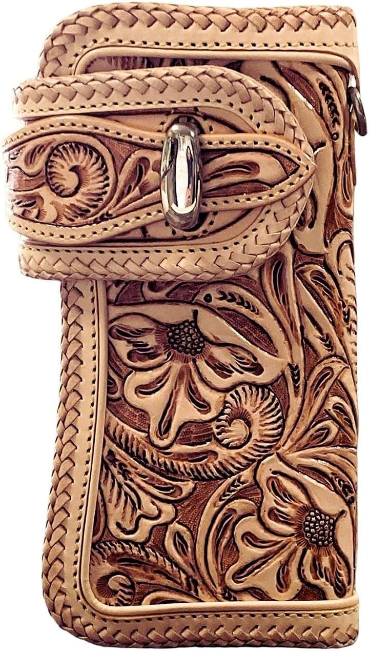 バイカーズウォレット 長財布 ライダースウォレット レザーウォレット 二つ折り メンズ ロングウォレット(ナチュラル)