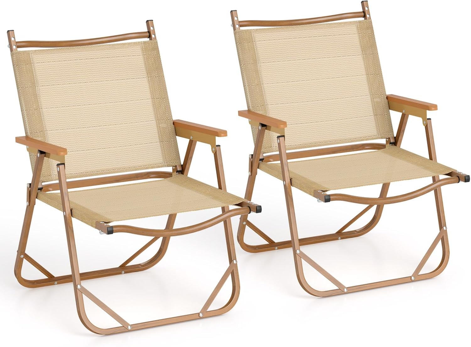 GYMAX キャンプチェア 折りたたみ 2脚セット ビーチチェア アウトドアチェア リクライニングローチェア コンパクト 耐荷重180kg 軽量 通気 耐久 しっかり おしゃれ 持ち運び 夏休み 釣り