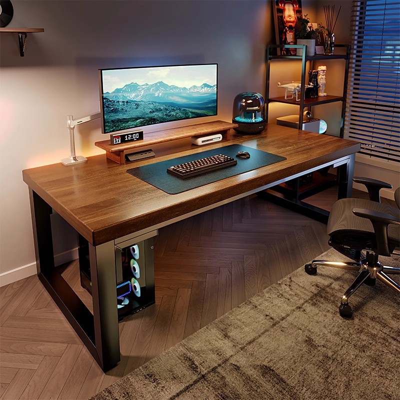 ソリッドウッドコンピューターデスクデスクトップホームe-sportsデスク寝室長方形の学生デスクライティングデスクダブルデスク