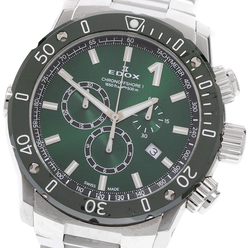 エドックス EDOX 10221 クロノオフショア1 デイト クロノグラフ クォーツ メンズ 保証書付き_921137【中古】