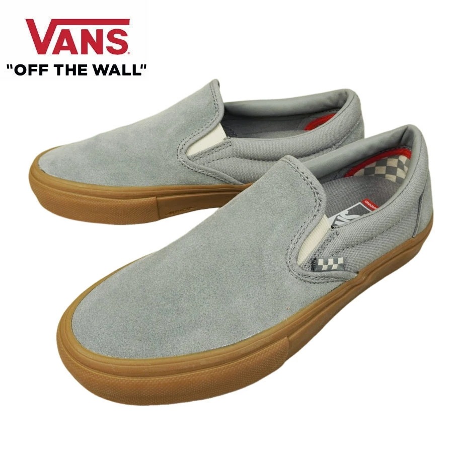VANS スニーカーVANS ヴァンズ バンズ【箱なし】SKATE SLIP-ON スケートスリッポンGREY/GUM グレー/ガム灰 スエード ガムソ