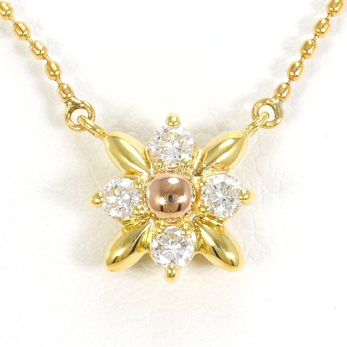 K18 18金 YG イエローゴールド ネックレス ダイヤモンド 0.15ct 総重量約2.2g 約40cm 中古