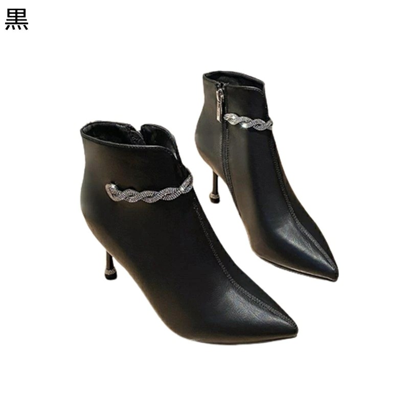 ショートブーツ レディース スパンコール きらきら ファスナー ブーティー 短靴 ピンヒール ポインテッドトゥ ハイヒール 秋 冬 おしゃれ 軽い やわらか 職場 普段履き 光沢感 ファッション オフ