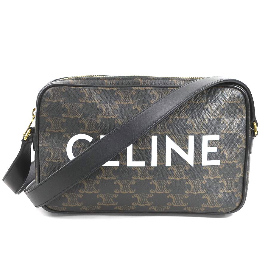 セリーヌ CELINE ショルダーバッグ トリオンフ ミディアム メッセンジャーバッグ PVCコーティングキャンバス ブラック ユニセックス 194502 90027k 70,400円