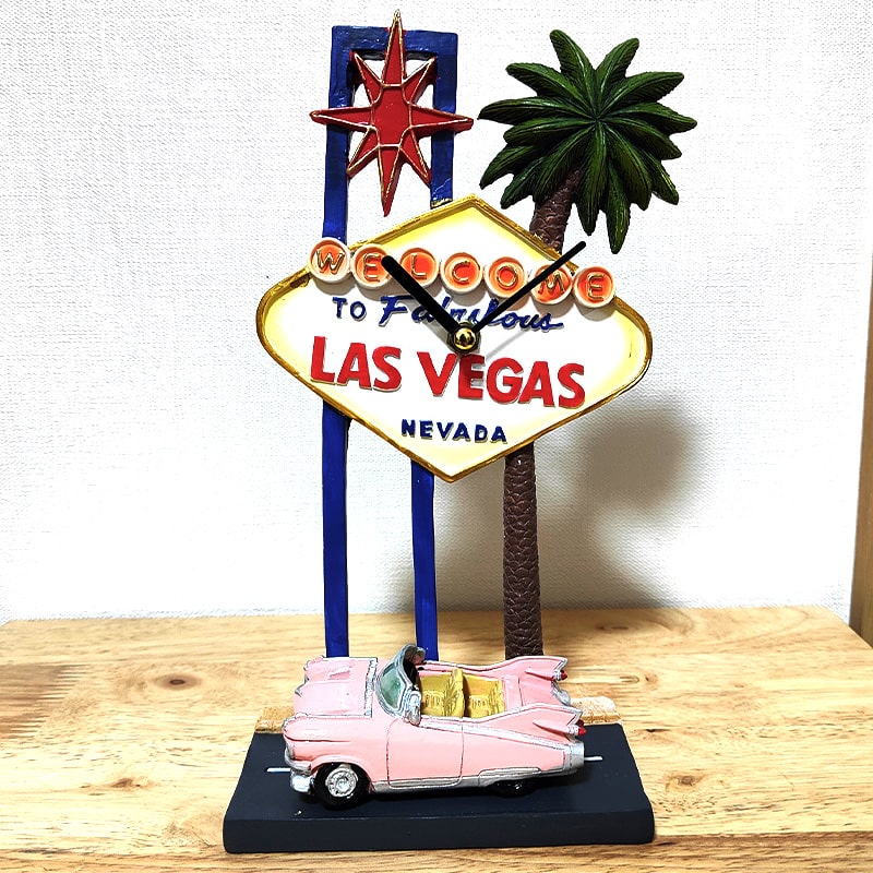 置時計 LAS VEGAS ビンテージ おしゃれ ラスベガス スタンド アメリカン 雑貨 アンティーク かわいい バー カフェ お店 店舗 可愛い インテリア カフェ 店舗 可愛い インテリアい