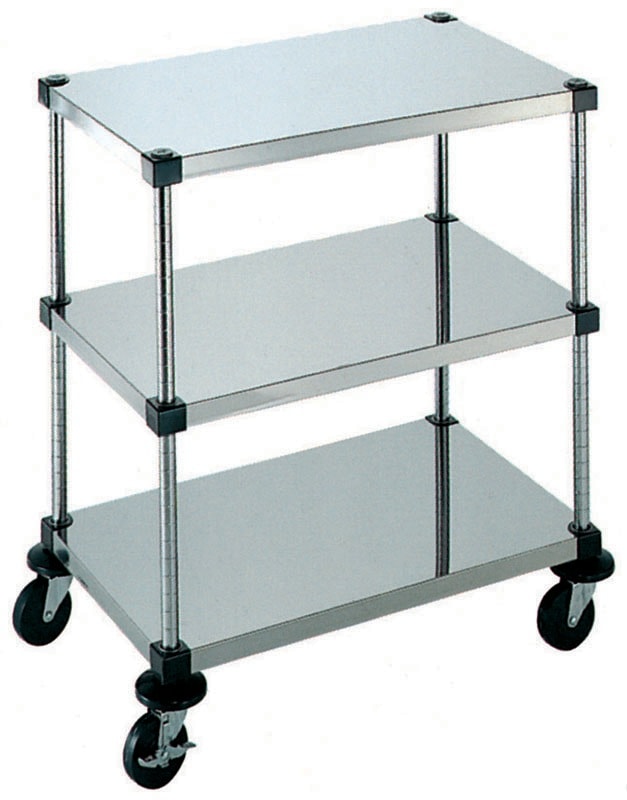 本間冬治工業 弁慶シェルフワゴン 3段 上中下段ボード棚 610x900xH937mm 6-3-3B-9-L