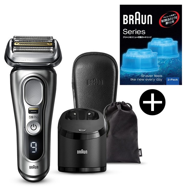 9467cc-V シルバー シリーズ9 メンズシェーバー (往復式4枚刃充電式) + CCR2CR クリーン&リニュー専用洗浄液カートリッジ(2個入)