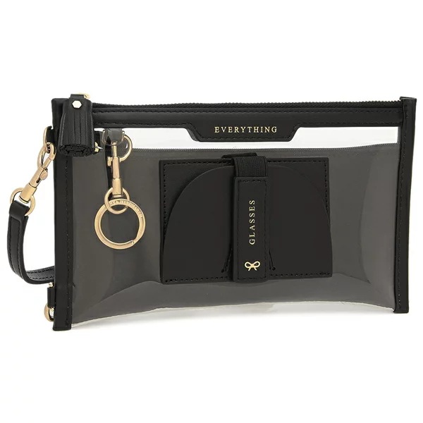 ショルダーバッグ エヴリシング ポーチ ストラップ付き ブラック レディース ANYA HINDMARCH 5050925191722