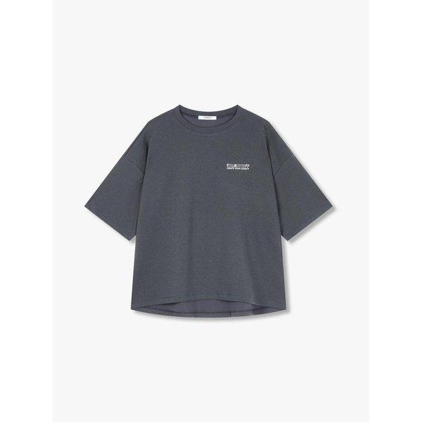 ユニークなレタリング半袖Tシャツ_ダークグレー9176222994