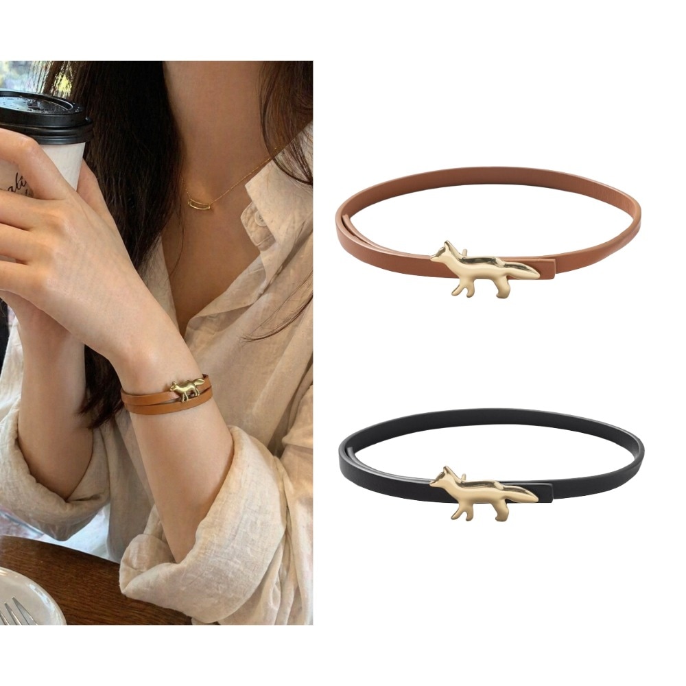 Maison Kitsune Unisex Profile Fox Bracelet レザー ブレスレット ユニセックス フォックスモチーフ