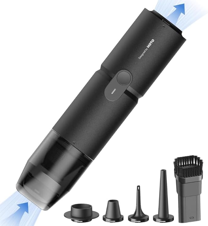 HOTO 4WAY小型エアクリーナー バキューム ブロー 一台二役 15000Pa 強力吸引力 ハンディクリーナー 掃除機 22m/s高速エアブロー 500L/minインフレーター コンパクト