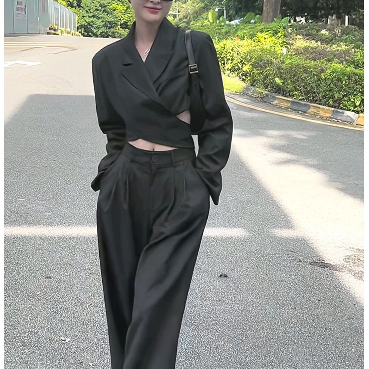 トップス ボトムス パンツ セットアップ ジャケット スーツ ワイドパンツ ウエスト絞り ストレートパンツ レギュラー丈 袖あり 長袖 ストレート ポケット 上下セット かわいい きれいめ シンプル