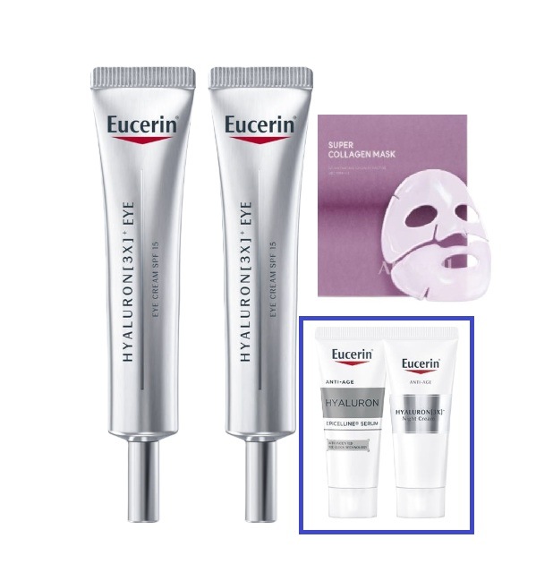 [1+1]ハイアルロン 3X アイクリーム 15ml ダブルパック+エピセリンセラム7ml+ナイトクリーム7ml+スーパーコラーゲンマスク1枚