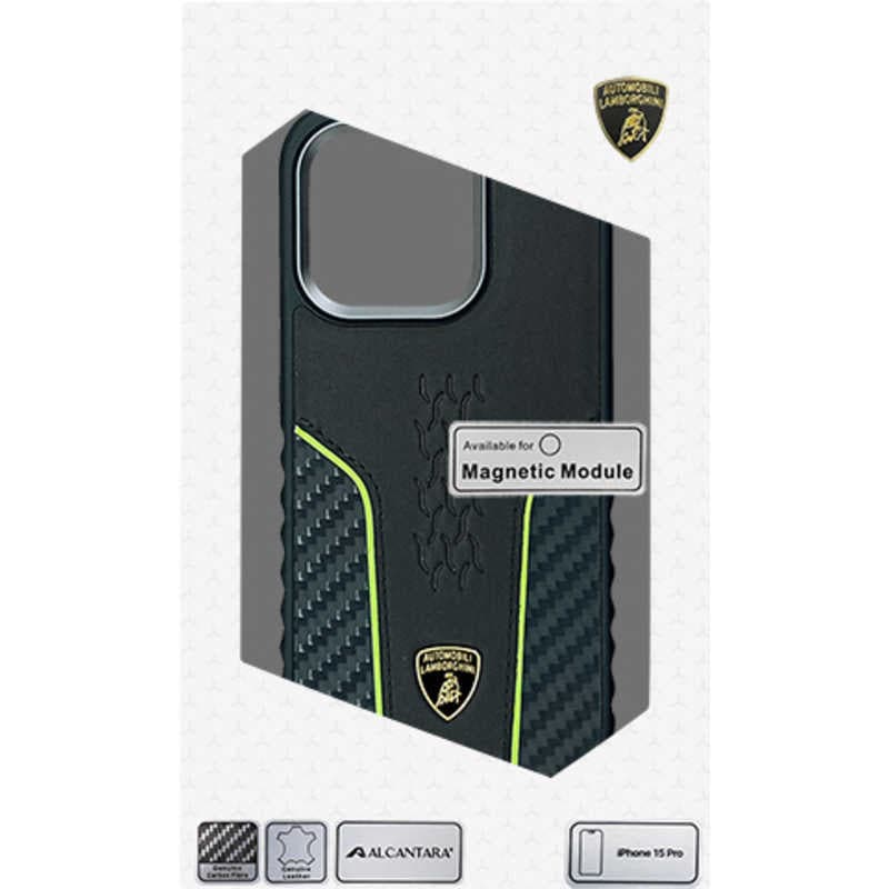 エアージェイ　ランボルギーニ iPhone15 Pro用 アルカンターラ 背面ケース グリーン　LBTPUPCMIP15PHUD21GN