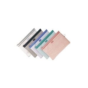 (業務用50セット) LIHITLAB メッシュケース/薄型ポーチ A4 ジッパータイプ マチなし F-246 ローズピンク