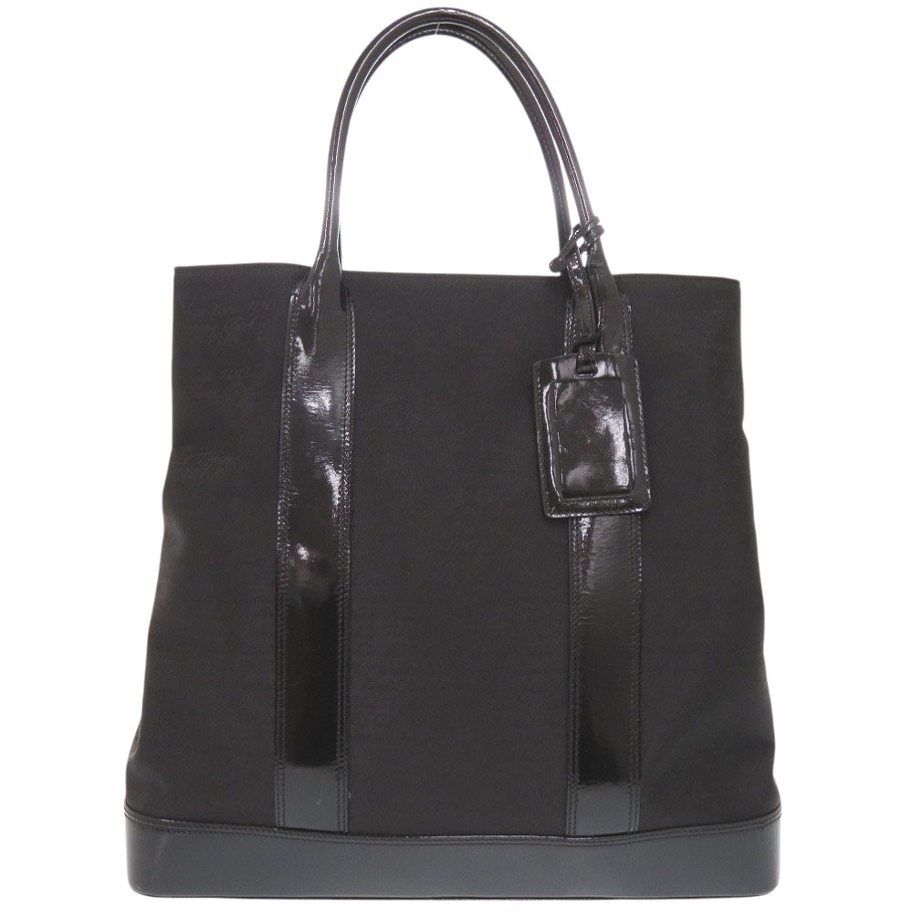美品 トートバッグ ナイロン/パテントレザー ブラック 1725【中古】 レディース