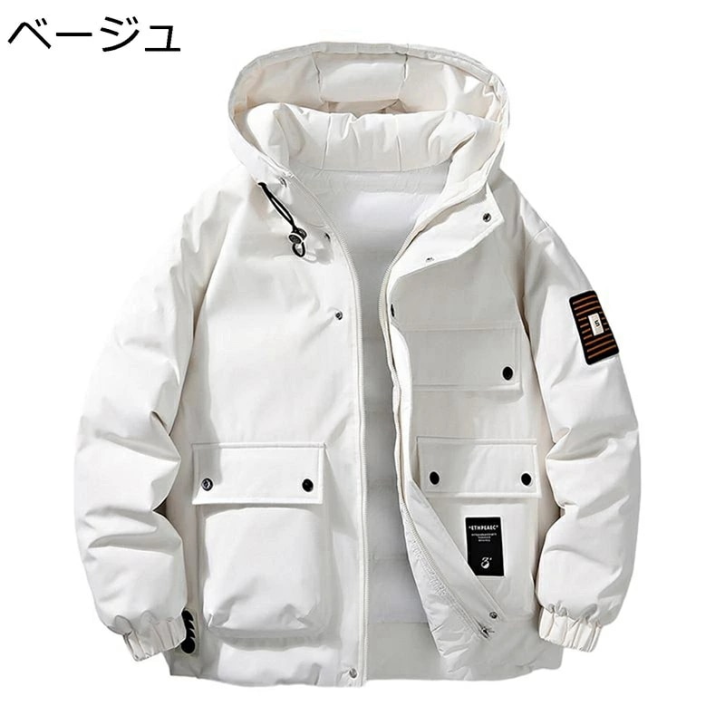 ダウンジャケット ダウンコート メンズ フード付き 厚手 マルチポケット ジッパー付き ファッション カッコイイ 着痩せ ベーシック 防寒性 厚さ 耐摩耗 男性 女性 普段着 旅行 通勤 プレゼント