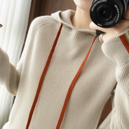 パーカー ブラウン トップス ニットソー セーター スリム 細身 ストレート スマート かわいい