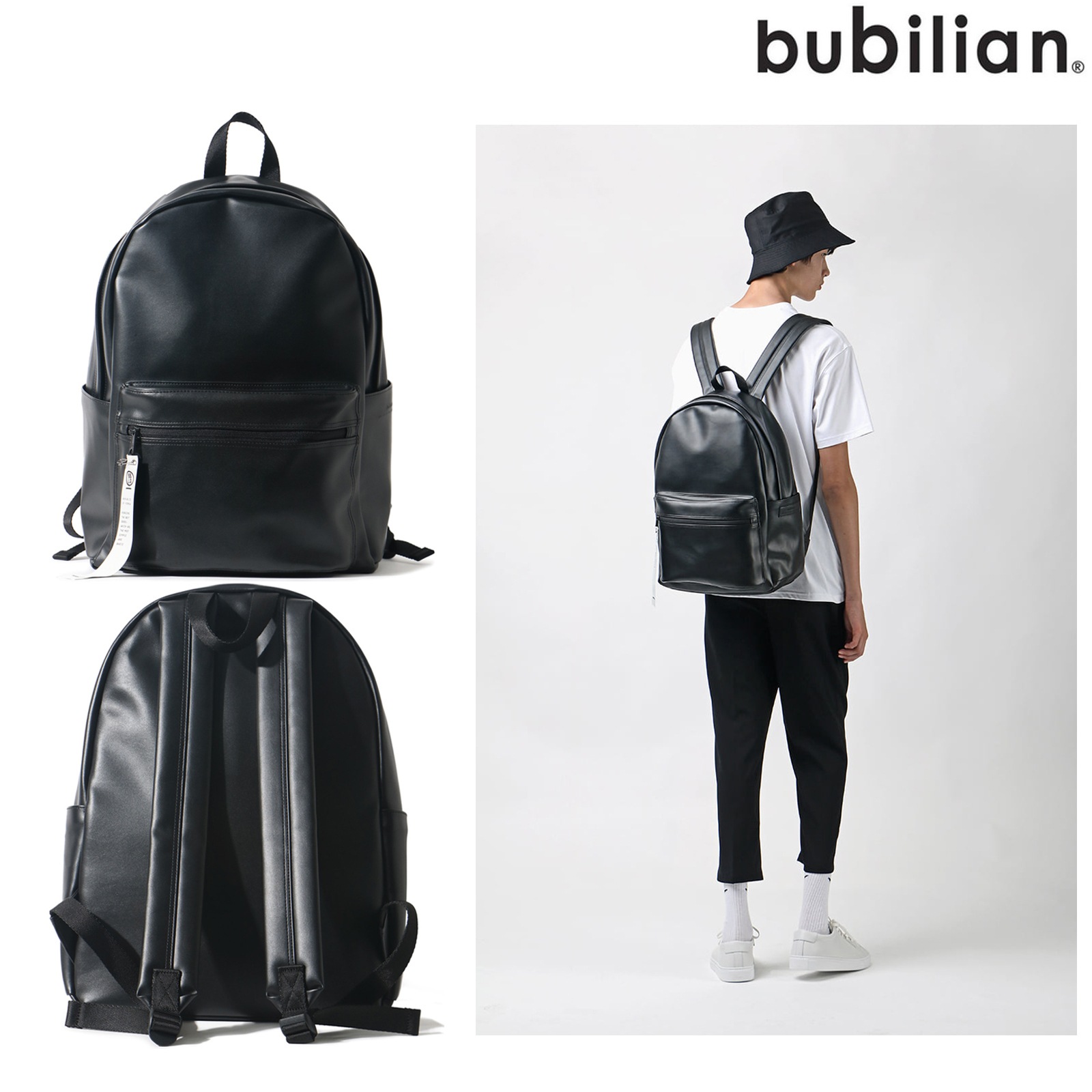 Zaratwo Leather Backpack [BLACK] バッグ 多機能 軽量 ノートパソコン 収納 通勤 出張 旅行 通学 メンズ/レディース 人気 おしゃれ カジュアル