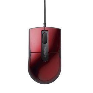 （まとめ） バッファロー 有線BlueLEDマウス 静音 3ボタンSサイズ レッド BSMBU26SSRD 1個 3セット