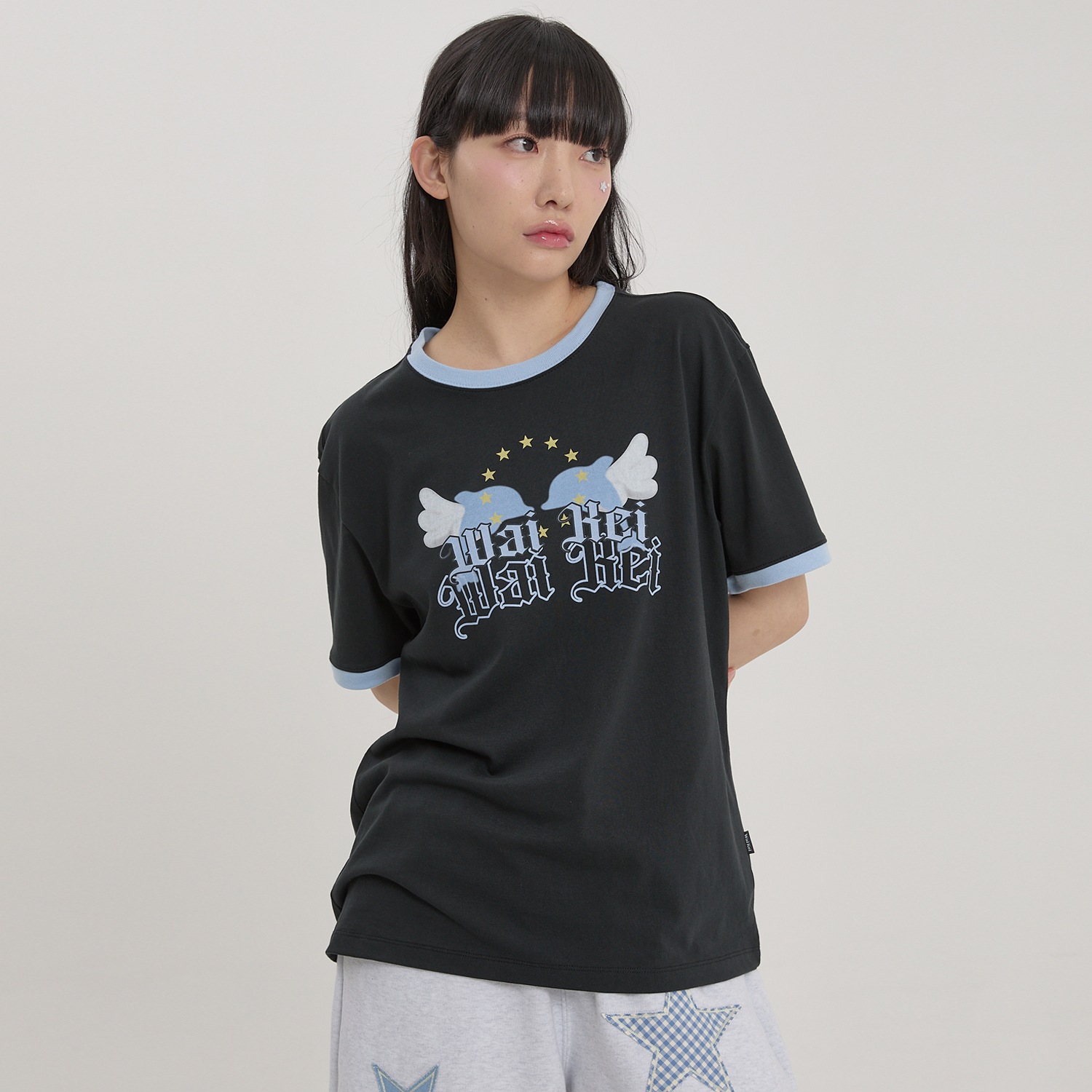 Angel Dolphin Half Sleeve T-shirt BLACK