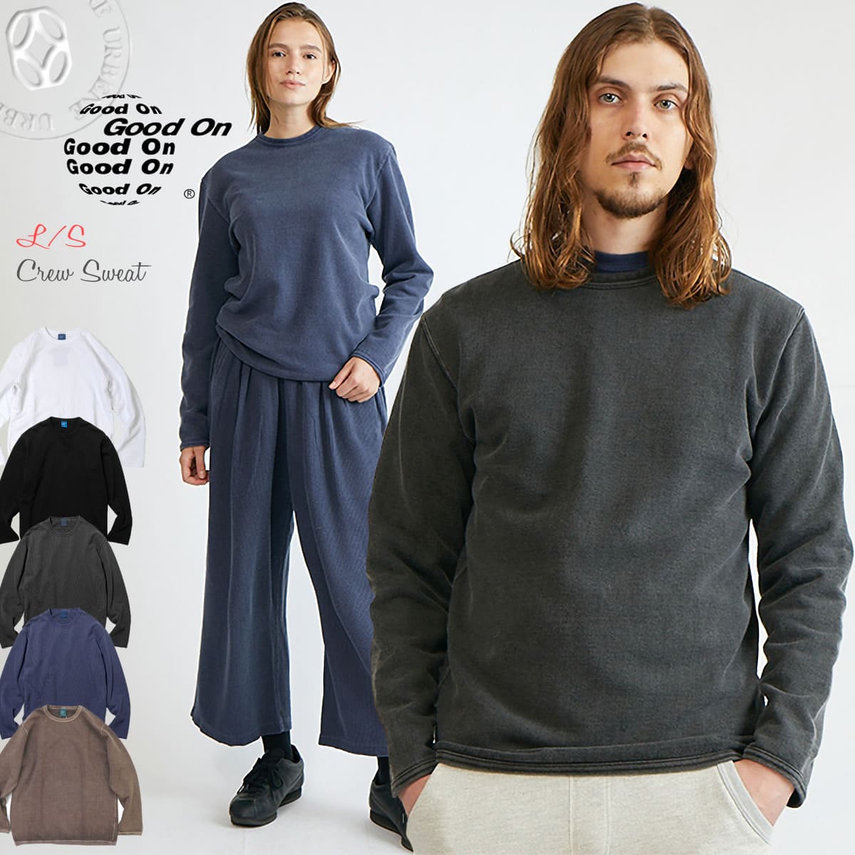 ロングスリーブクルースウェット 長袖 クルーネック スウェットシャツ トレーナー gobw2104 メンズ レディース コットン アーベン