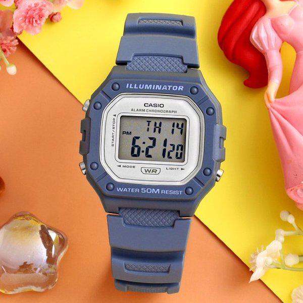 W-218HC-2A スクエアパステルアラーム 学生 電子 男女共用 ウレタン時計 d