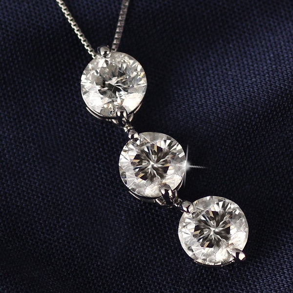ネックレス スリーストーン ダイヤモンド ネックレス プラチナ ダイヤモンドネックレス ダイヤモンド ダイヤ 3カラット楽ギフ_包装