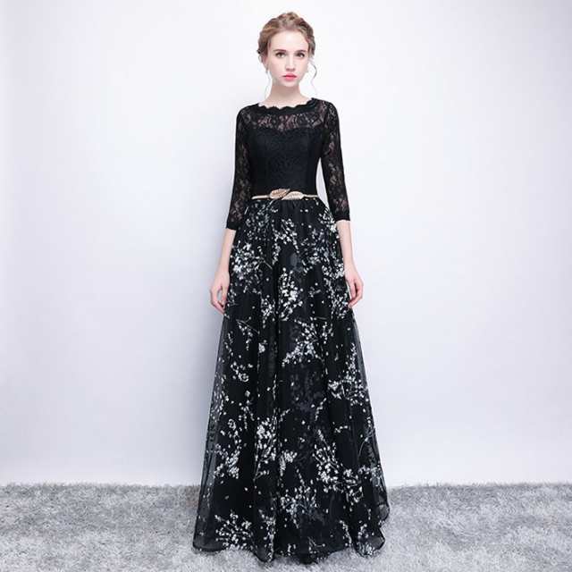 パーティードレス レディース ロング丈 ドレス 結婚式 ワンピース 花柄 ウエディングドレス フォーマル ドレス ピアノ 発表
