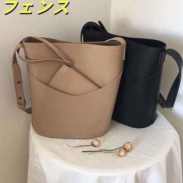 可愛い オーバル型底 バケツ型 ショルダーバッグ ミニポシェット付 マグネットバックル 肩掛け PUレザー カーキ ブラック ワインレッド 全3色 通勤 通学 お出かけ 旅行 BG-019KW