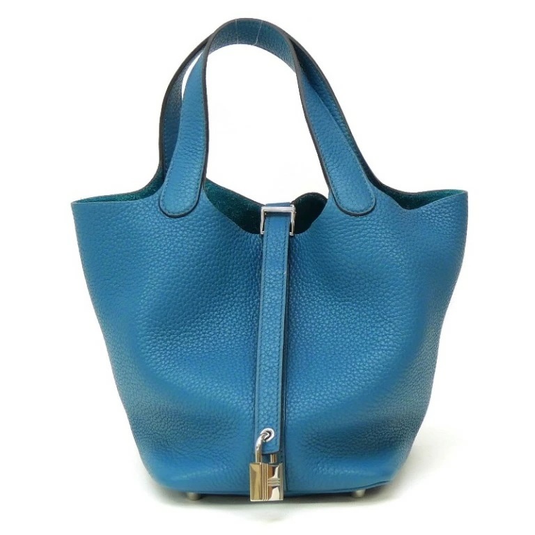 エルメス HERMES ピコタンロックPM SV金具 Q刻印 ブルーイズミール 【中古】(69824)