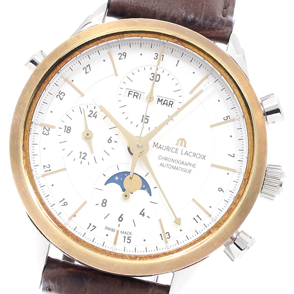 モーリスラクロア MAURICE LACROIX LC6078 レ・クラシック YGベゼル クロノグラフ 自動巻き メンズ 良品 _948556【中古】