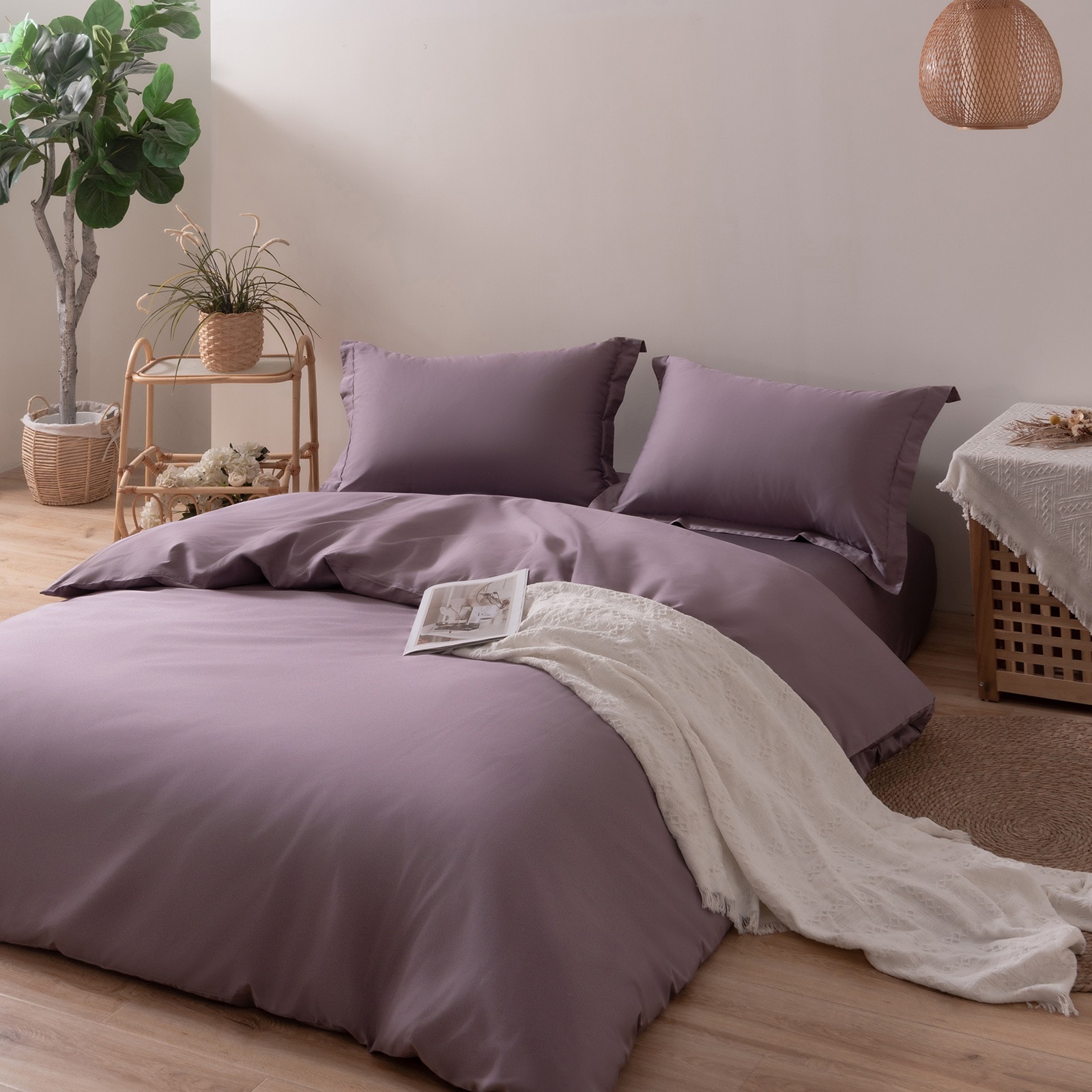 掛け布団カバー シングル 150x210cm 紫 オーストラリア綿100% ホテル仕様 サテン調 さらさら肌触り 吸汗 速乾 5,872円