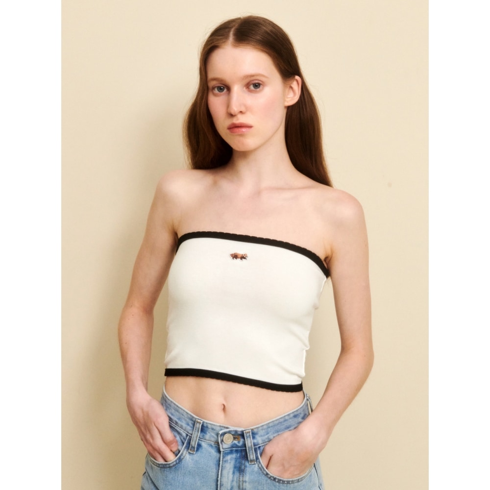 コクトスタジオベビーレッサーロゴパッチチューブトップホワイト