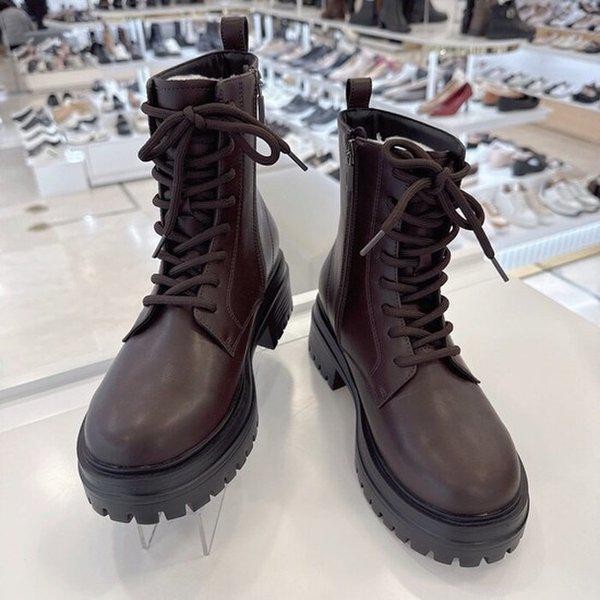 女性スタイリッシュなワーカーアンクルブーツ 422609 AL ブラウン