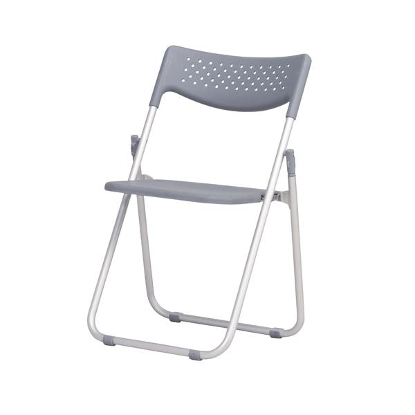 アルミ 折りたたみ椅子/折り畳み椅子 グレー 幅505mm フラットスタッキング可 屋外使用可 完成品