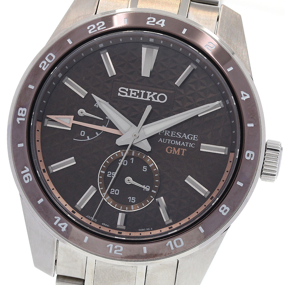 セイコー SEIKO SARF009/6R64-00C0 プレサージュ GMT 自動巻き メンズ 極美品 箱・保証書付き_835960【中古】