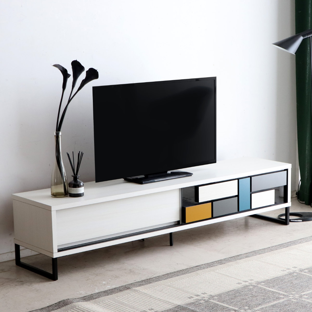 テレビ台 ローボード モダンデザイン 幾何学模様 幅175cm TVボード TV台 テレビラック 収納 家具 日本製 リビング TV 棚 幅175 AVボード 引き出し モダン