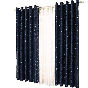 Enipate 遮光カーテン １級遮光 つっぱり式 星柄 おしゃれ 可愛い 遮像 断熱 防音 2枚組 4サイズ 2カラー 39,000円